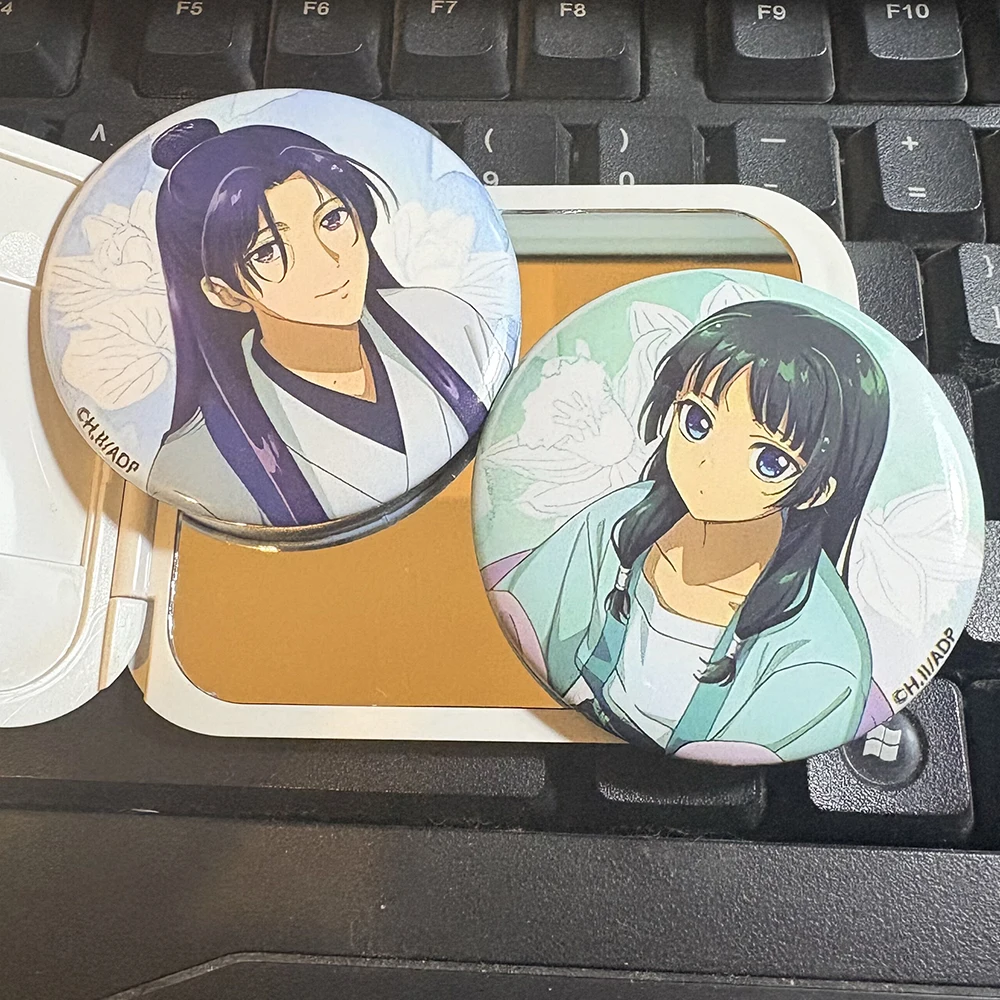 2pcs Anime Maomao Jinshi Round Badges The Apothecary Diaries Brooches Backpack Hat Decor Cosplay Accesseries For Friends Gifts
