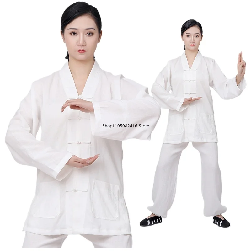 1 Set Chinese Traditional Cotton Linen Clothing Wudang Tai Chi Practice Martial Art Uniform Taoist Kung Fu Top Pants