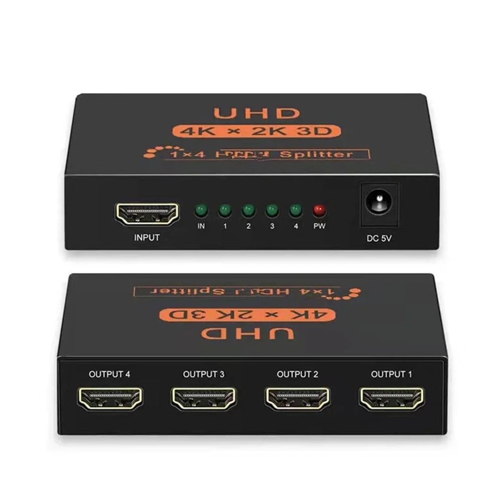 Rozdzielacz HDMI 1x2 Rozdzielacz HDMI 1x4 Rozdzielacz HDMI 1 na 4 wyjścia 4K Wideo 4-kierunkowy wzmacniacz ekranu do monitora PC TV Projektor — zdjęcie produktu 3