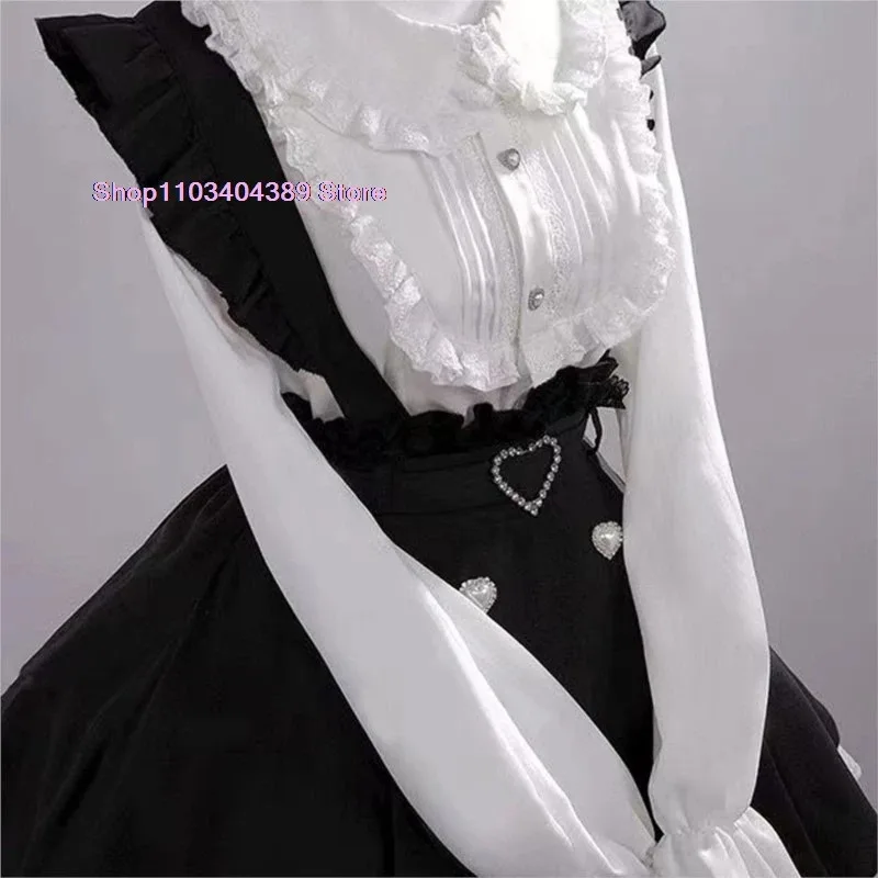 Miku Fashion Subculture Cosplay Costume Women's 2 Set Long Sleeve Shirt Suspender Dress Halloween Carnival Outfits For Girlx;8's