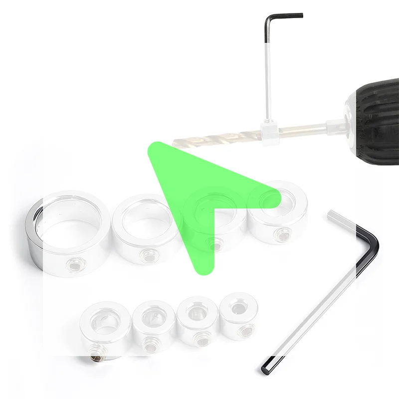 

New Drill Bit Depth Stop Collar Set 8 Sizes Stainless Steel Drill Stop Rings With Hex Wrench For Woodworking Metal Drilling