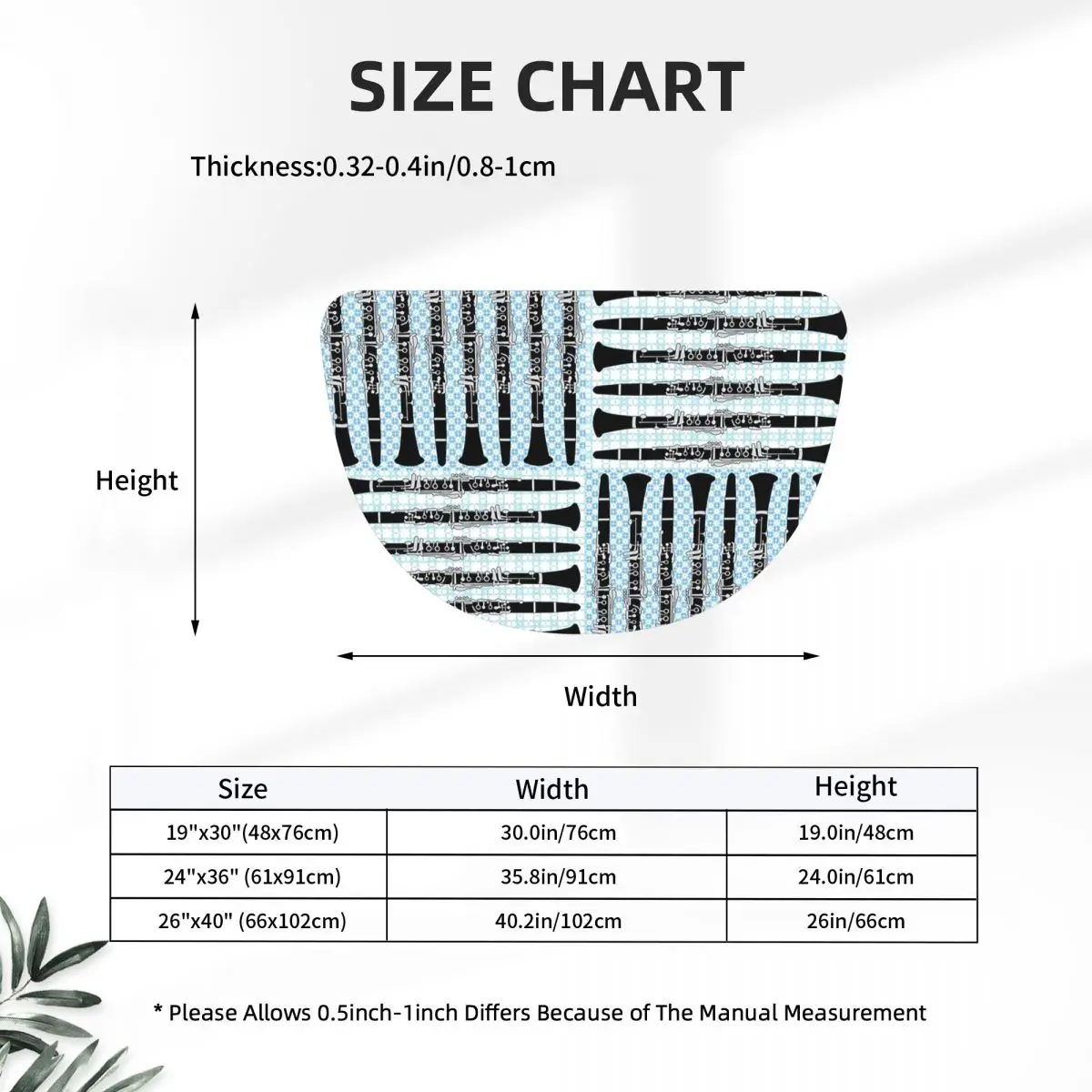 Clarinet Crosshatch Pattern Soft Flannel Half Round Doormat Non Slip Bathroom Mat Absorbent Floor Carpet Laundry Room Bathroom
