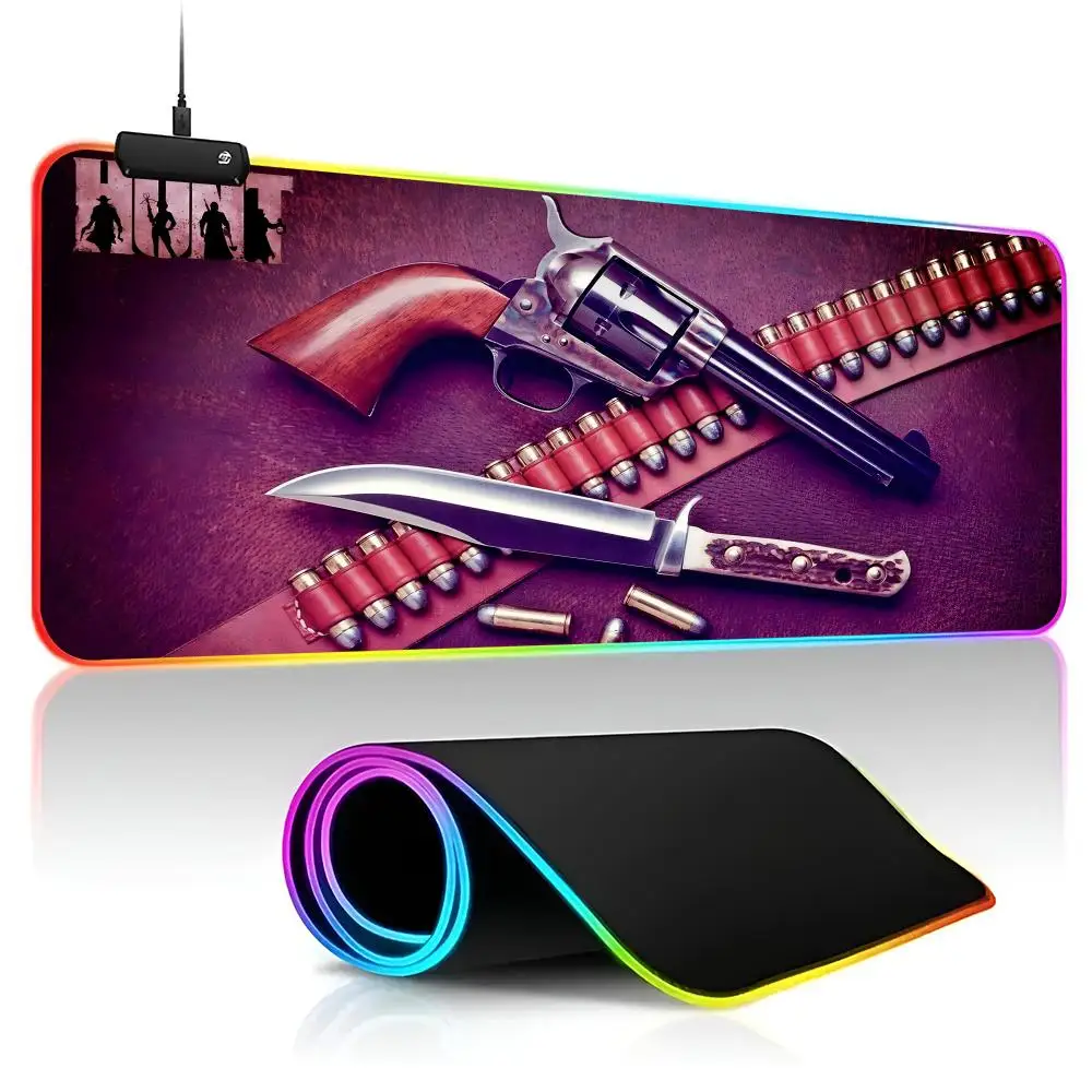 

H-Hunt-Showdown Gamer Mouse Pad Gamer RGB Deskmat Keyboard Mat Gaming Laptops LED Mousepad Desk Protector Anime Mause Mats
