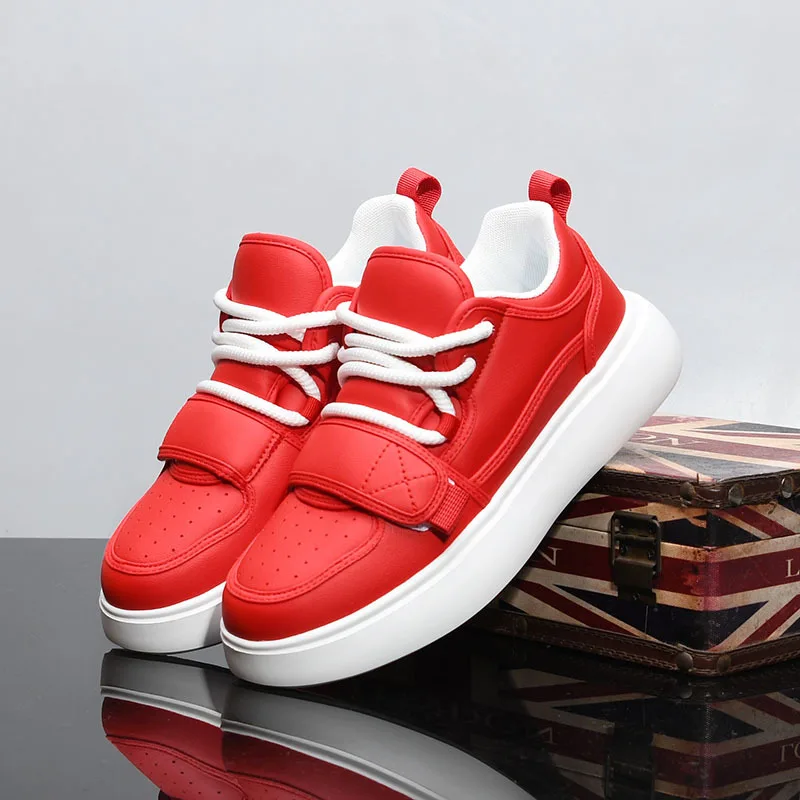 

Leather little white shoes spring and autumn heightening platform casual red trendy versatile dad shoes