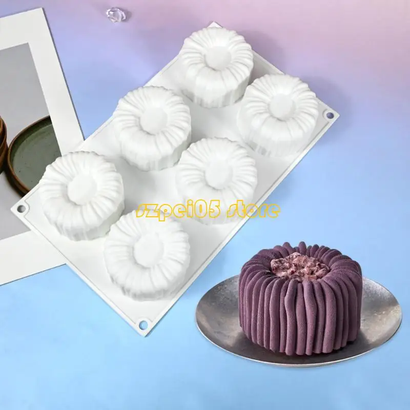 

45BE 6 Cavity Silicone Mousse Cake Molds For Baking Chocolate and Puddings Dessert