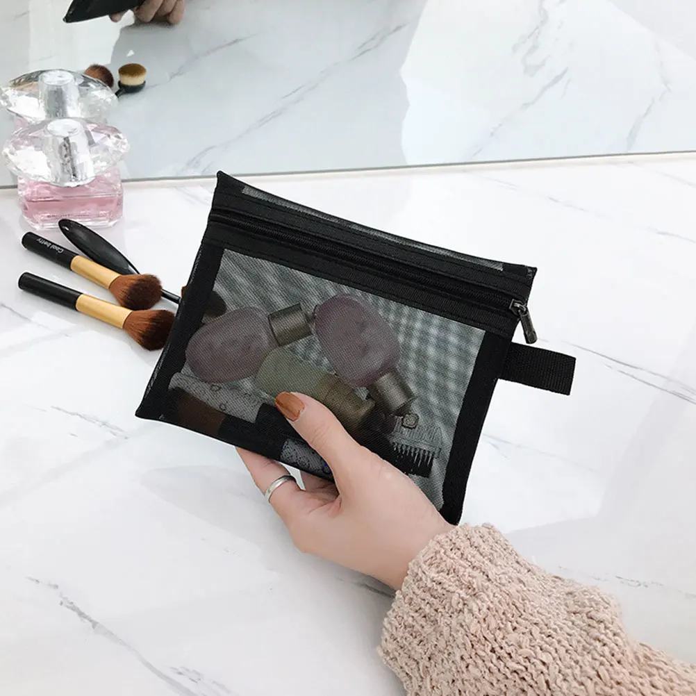 

3pcs Zipper Mesh Pouches Portable Toiletry Bags For Women Travel Storage Organizer Lightweight Makeup Toiletries Mesh