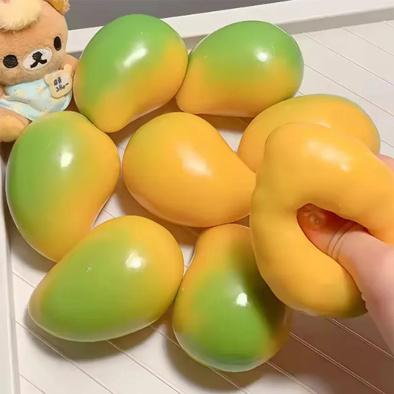 Color Changing Mango Squishy Fidget Toy, Soft Sensory Squeeze Ball, Anti-Anxiety Stress Relief Fidget Toy Party Gifts