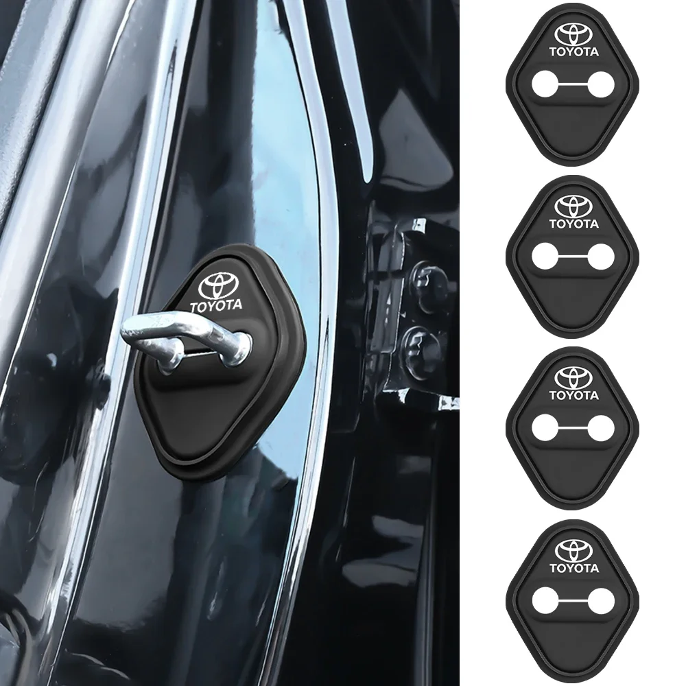 Capa de silicone para fechadura de porta de carro, 4 unidades, proteção para fivela, acessório automotivo para TOYOTA Corolla Auris Prius Yaris Highlander 4WD TRD