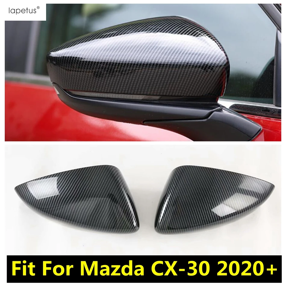 

For Mazda CX30 CX-30 2020 - 2024 Car Rearview Mirror Side Wing Cap Decoration Cover Trim Carbon Fiber Exterior Accessories