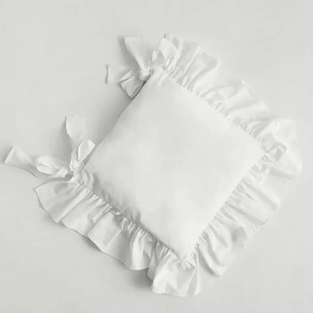 

Vintage Ruffled Chair Cover with Ties Comfortable Seat Mat Cover Anti-dirty Soft Seat Protector Kitchen Chair