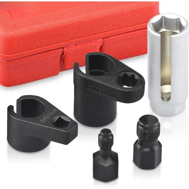 5pcs Oxygen Sensor Wrench Kit for Auto O2 Socket Removal Install Offset Vacuum Sensor Socket Thread Chaser Tool