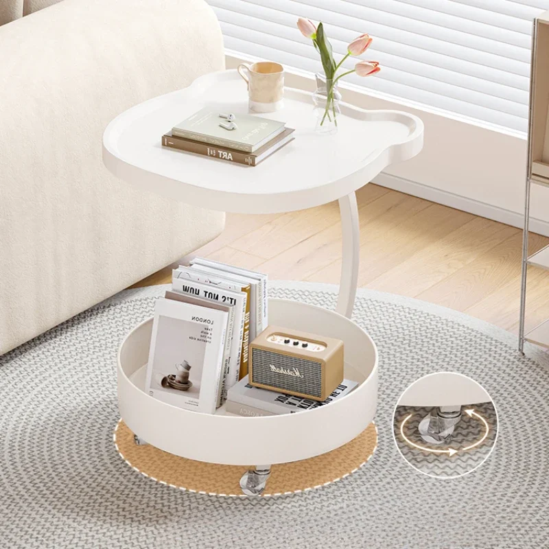 Creamy Side Table Modern Living Room Coffee Desk Light Luxury Home Furniture Creative Mobile Small Table Stylish Room Stand