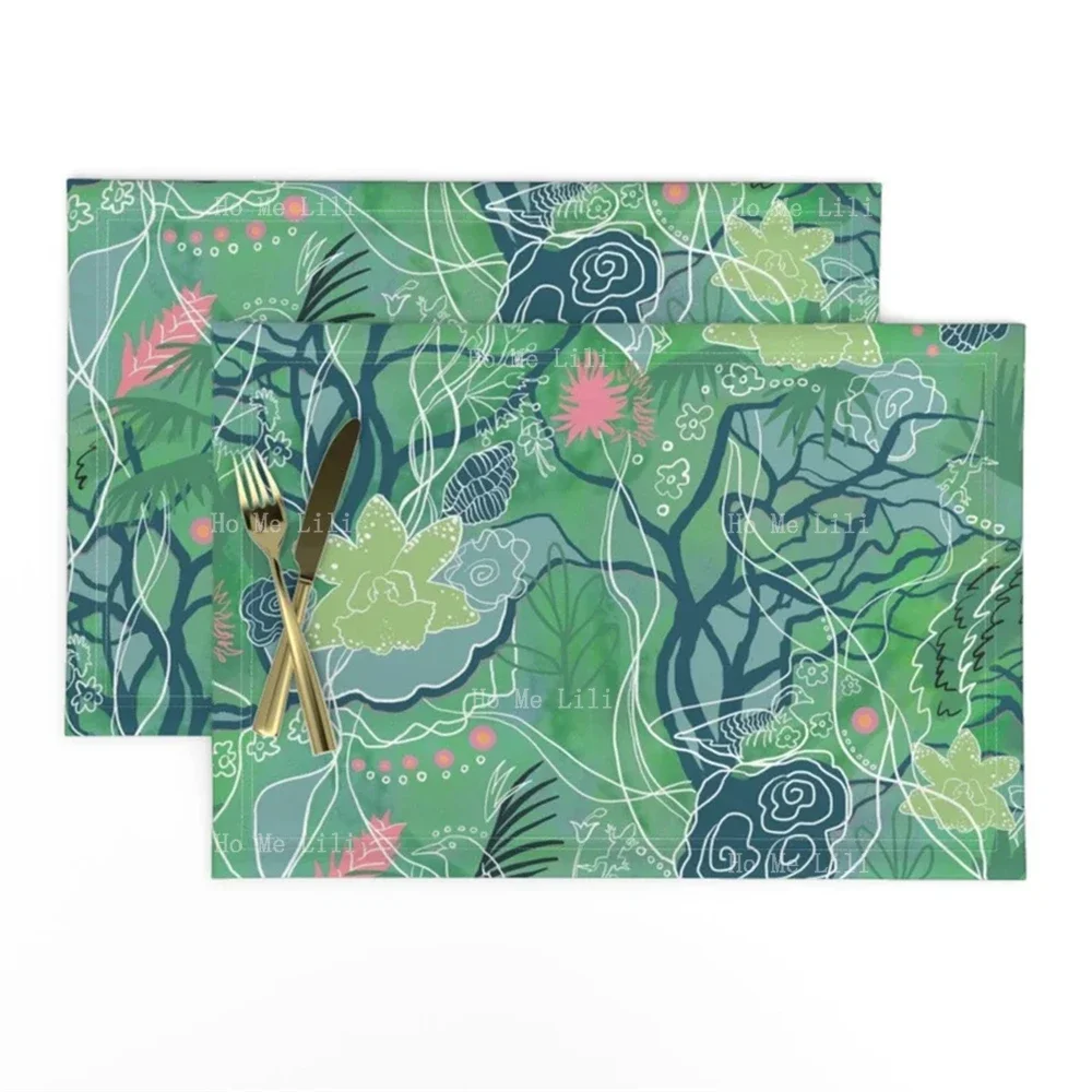 Island Botanical Hidden Hawaiian Animals Tropical Jungle Floral Delightful Herb Garden Australian Eucalyptus Placemats