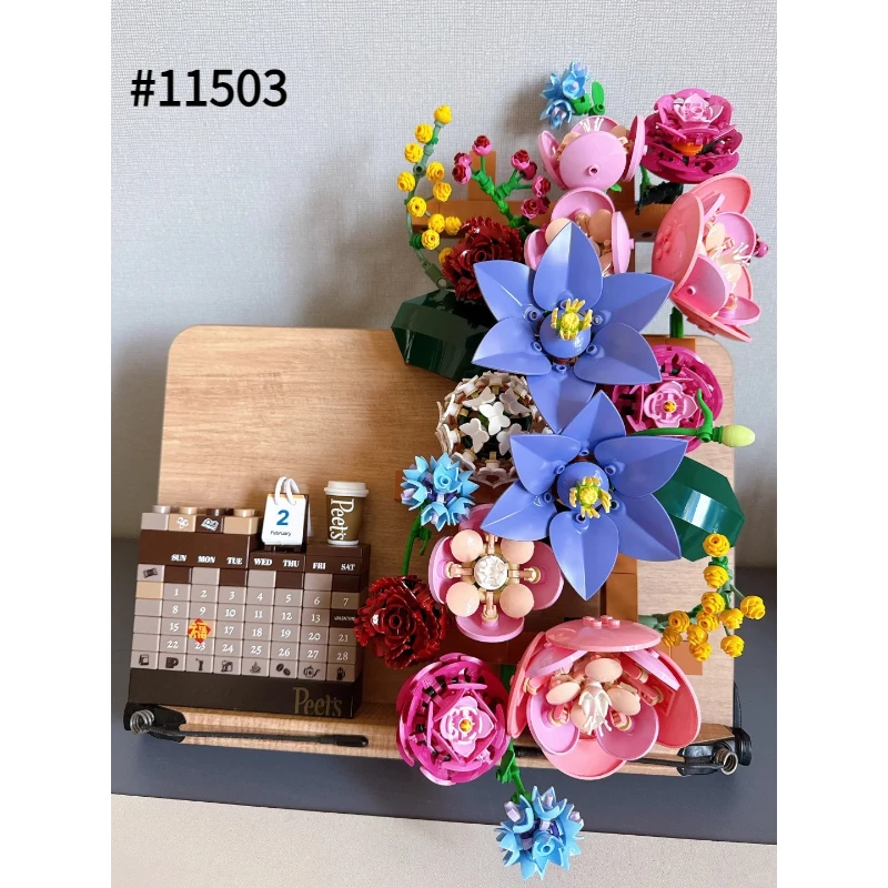 Ensemble de blocs de construction mur de fleurs 2026 compatible avec Legoed 11503, idéal pour les cadeaux de Noël et d'anniversaire, 879 pièces