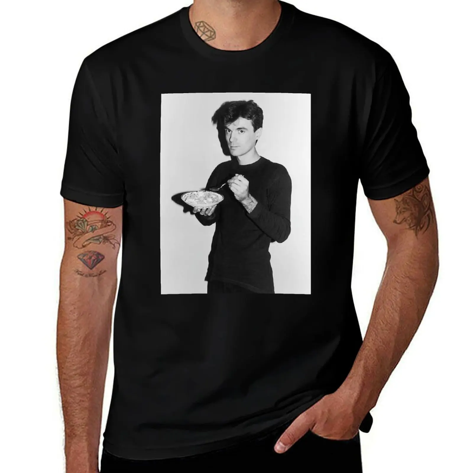 

David Byrne eating cereal T-Shirt g man t shirts for men man t shirt heavy cotton t shirt man plain T-shirt