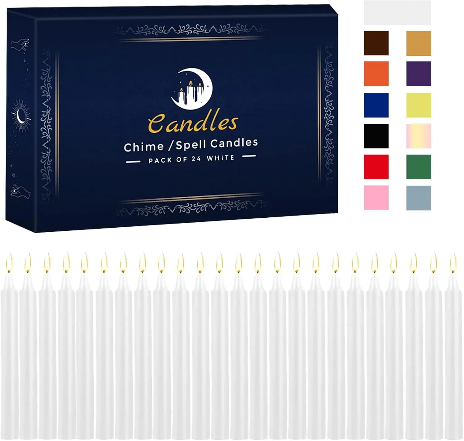 24 Pcs 4* 0.5Inch,White Small Stick Candles, No Drip, No Smoke, No Scent, Dinner Candles, Holidays