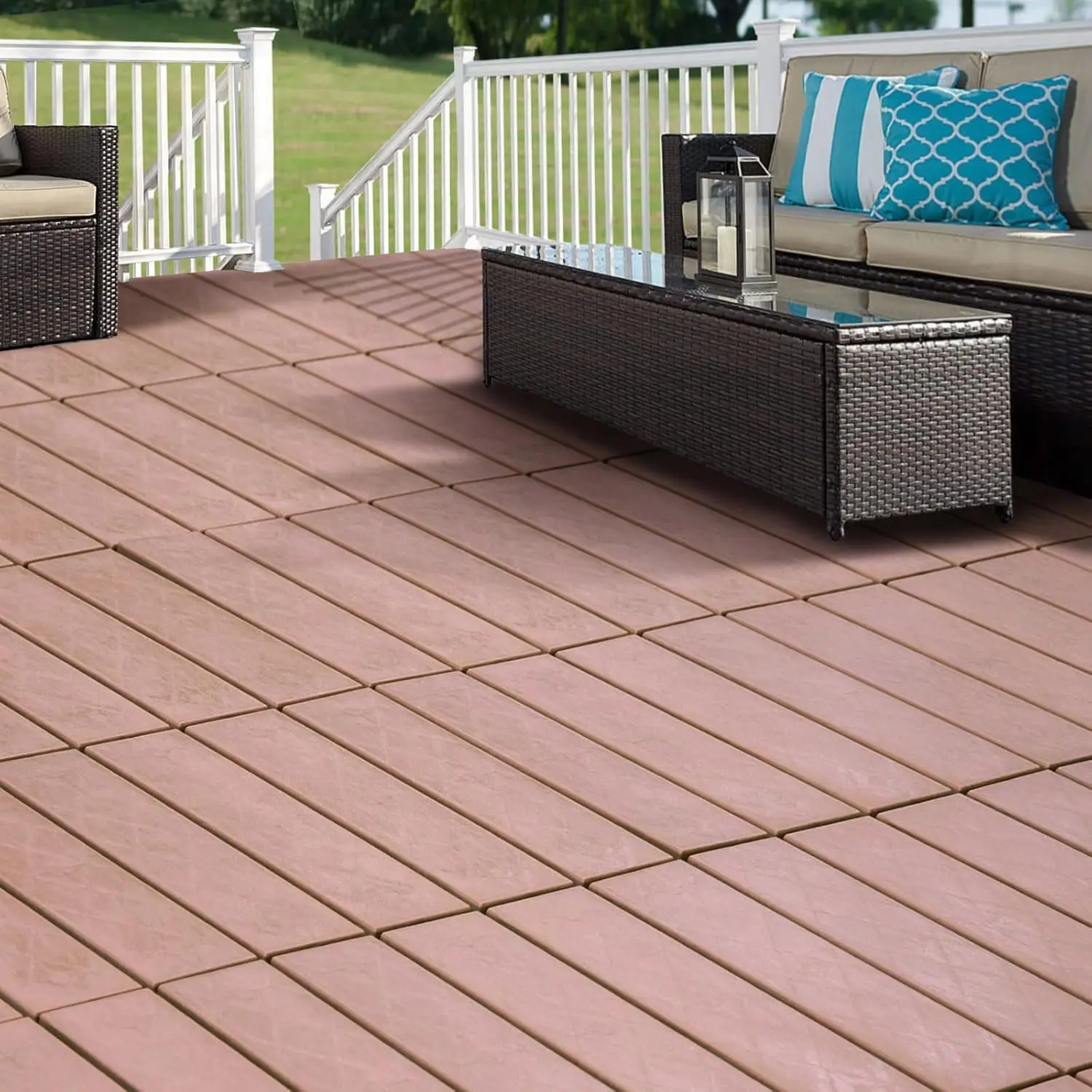 

Deck Tiles Interlocking Outdoor All Weather, 36 Pack (11.3"x11.3") 31.68 sqft, Plastic Interlocking Deck Tiles