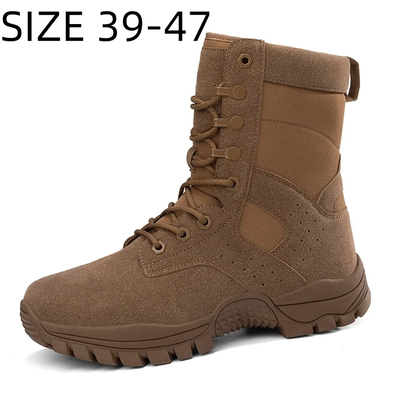 

Large Size 39-47 Men Boots Outdoor Non-Slip Rubber Hiking Shoes High Quality Combat Ankle Boots Men Casual Sneakers