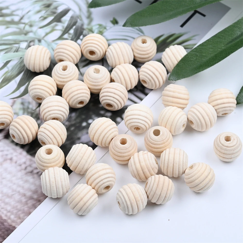 10-20mm Natural Threaded Wood Beads Round Spacer Wooden Pearl Lead-Free Balls Charms DIY For Jewelry Making Handmade Accessories