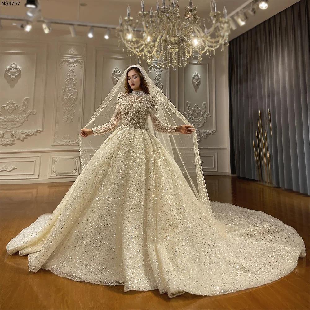 Customized High Neck Long Sleeves Wedding Dress Amanda Novias Official