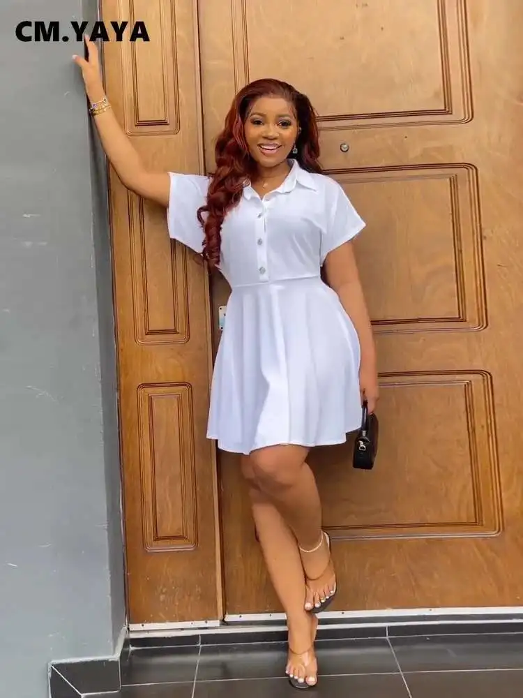 BabYoung pantalón corto informal camisa de manga vestido de mujer de cintura alta 2025 verano sólido noche fiesta Club estiramiento Mini vestidos de A-E