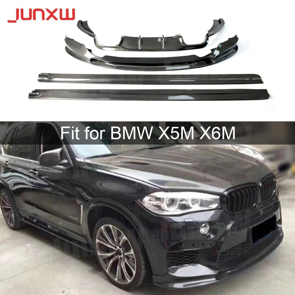 

Carbon Fiber Front Bumper lip Rear Diffuser Spoiler Side Skirts For BMW F85 F86 X5M X6M 2015-2018 3 D Style Body Kit