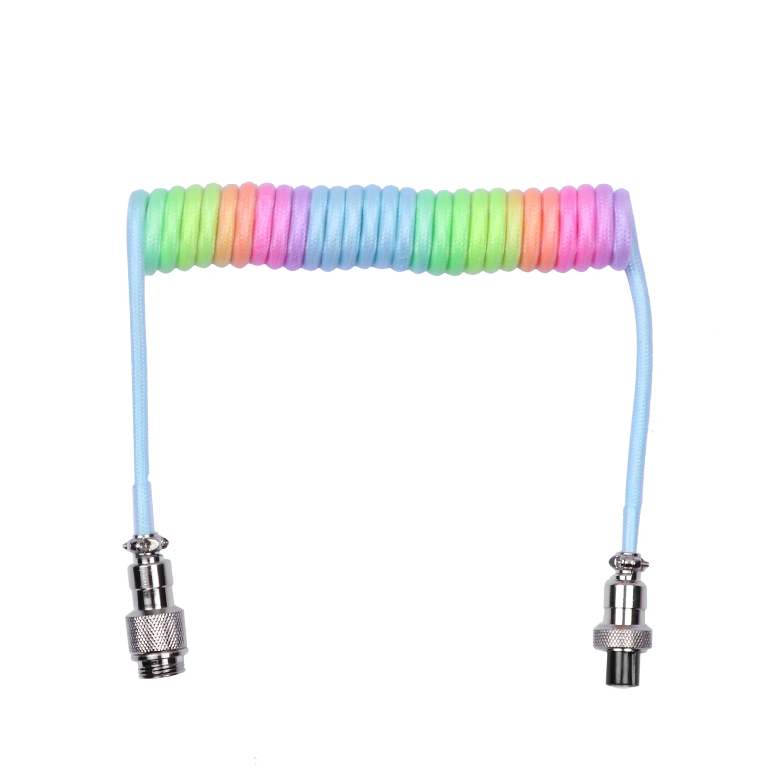 EPOMAKER Regenbogenkabel für mechanische Tastatur, 1,8 m, RGB-Spiral, Typ C auf USB, A, TPU, RGB-Segment, abnehmbarer 4-poliger Pilotenanschluss