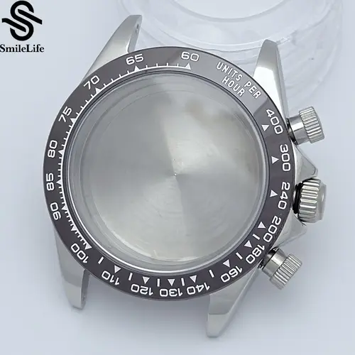 SmileLife 39mm VK63 Silver/Black/Gold Watch Case Sapphire Glass Ceramic/Steel Bezel Fit VK63 Quartz Movement Watch Accessories - Image 19