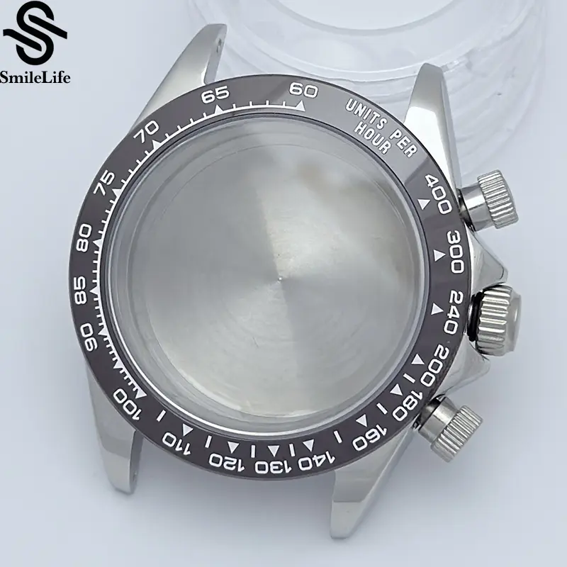 SmileLife 39mm VK63 Silver/Black/Gold Watch Case Sapphire Glass Ceramic/Steel Bezel Fit VK63 Quartz Movement Watch Accessories - Image 19