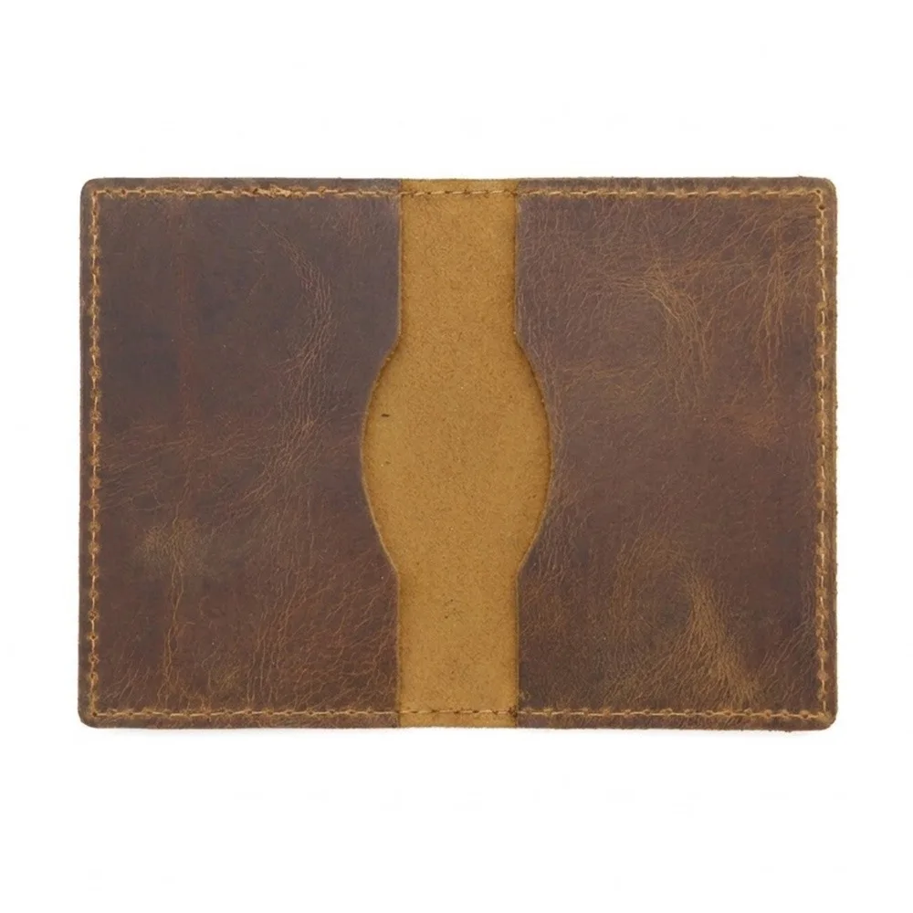 Handmade Genuine Leather Cardholder Crazy Horse Ultra Slim Bank Card Holder Full Grain Compact Driver's License Bag Daily Carry