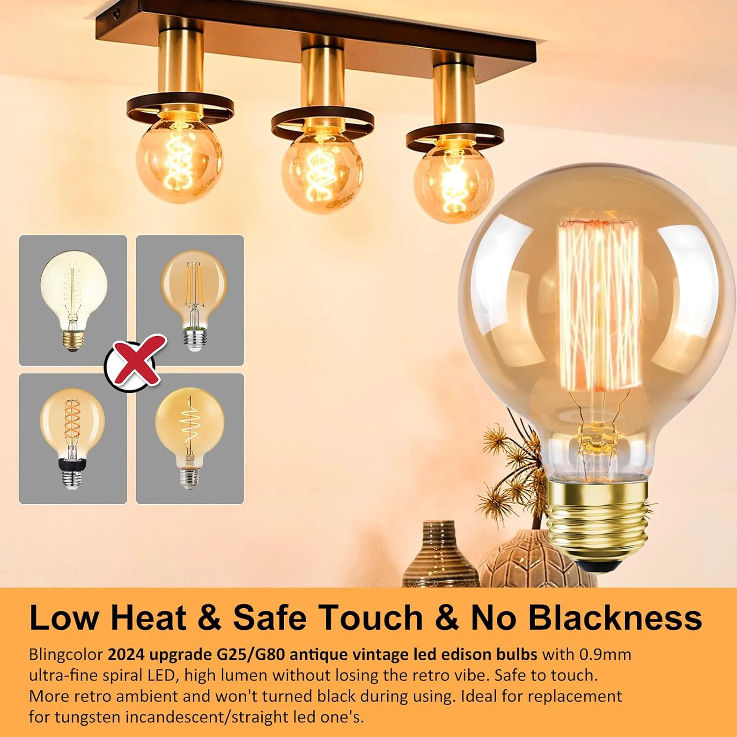 Edison Bulb E27 Warm light 40W 220V Home For Decor Lighting ,Retro Light Bulb Tungsten Silk Light Bar Window Decoration