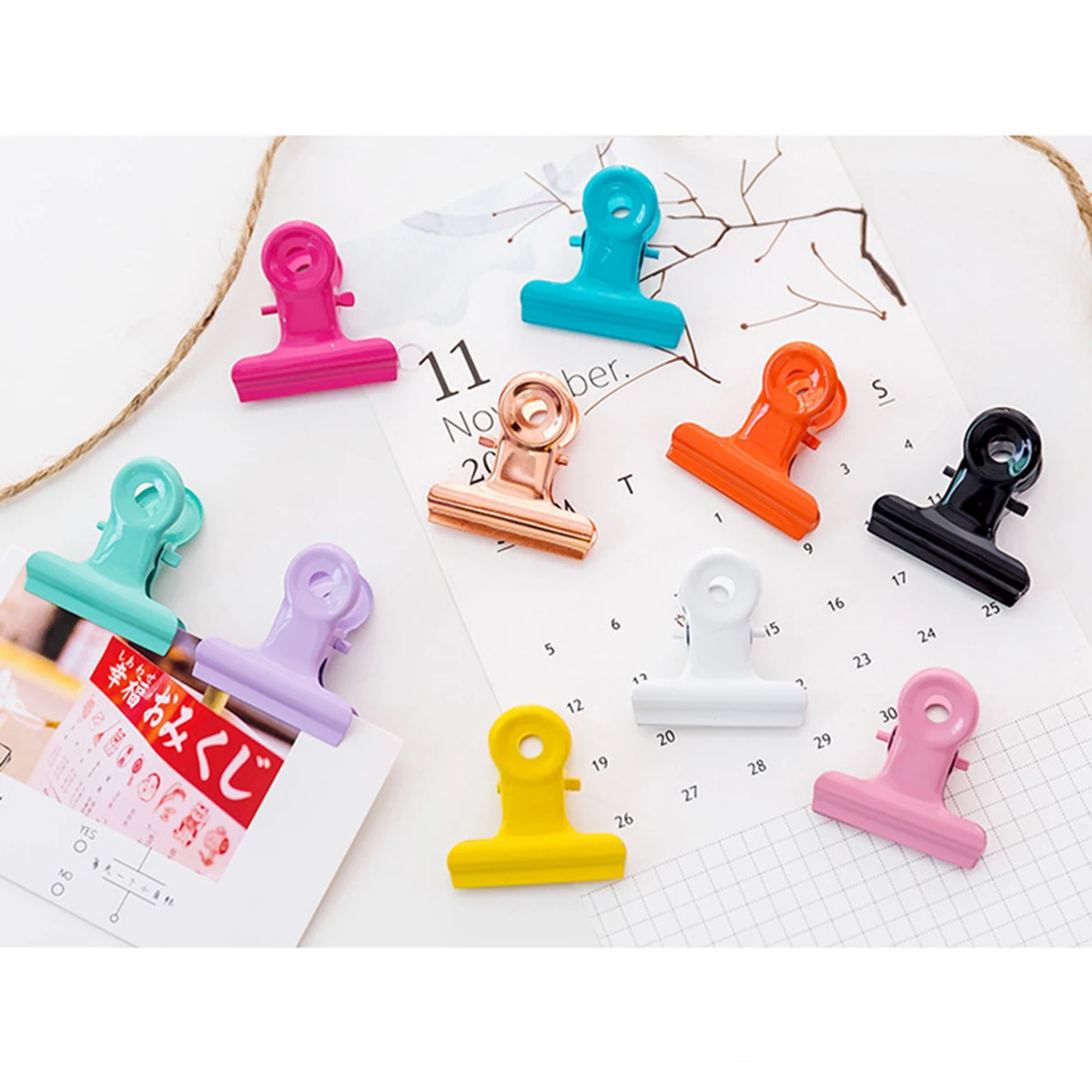10 Pcs Circular Clips Colorful Metal Office Supplies Cute Design File Paper Picture Home Photo Storage Organizer Sealing