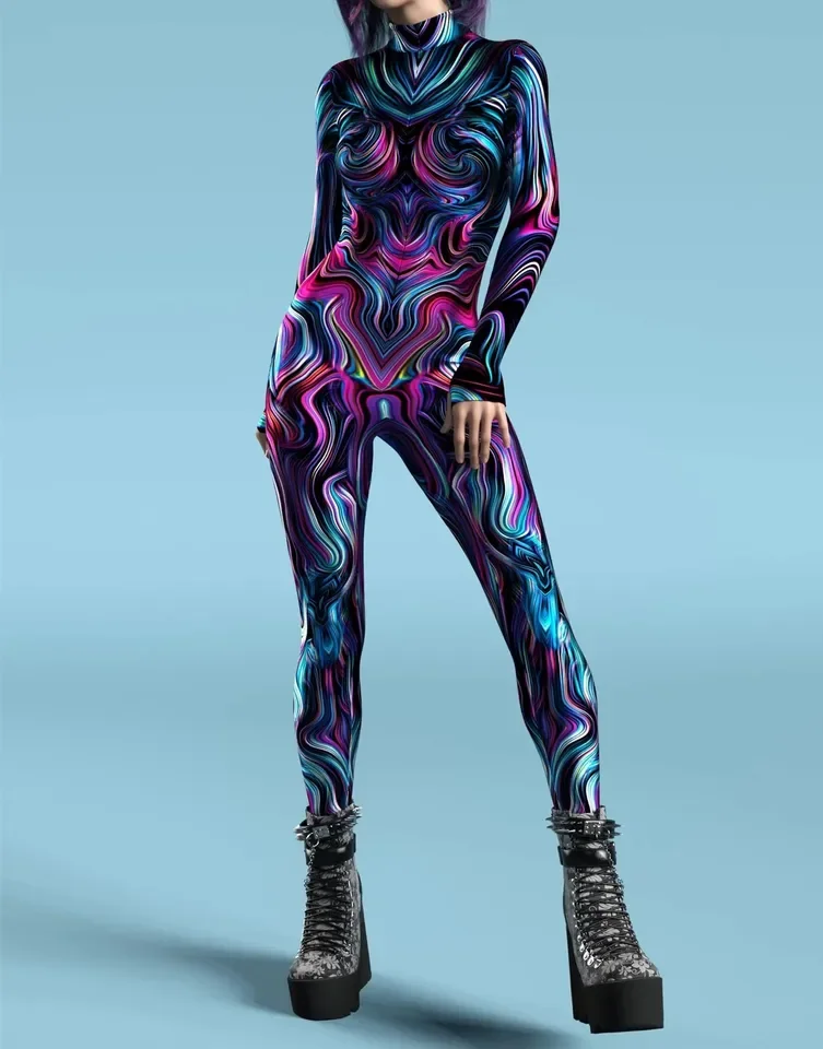 Women's Gothic Y2k Sexy Cool Dark Suit Mechanical Armor Bodysuit Role Play Suit Robot Costume Party Performance Tights