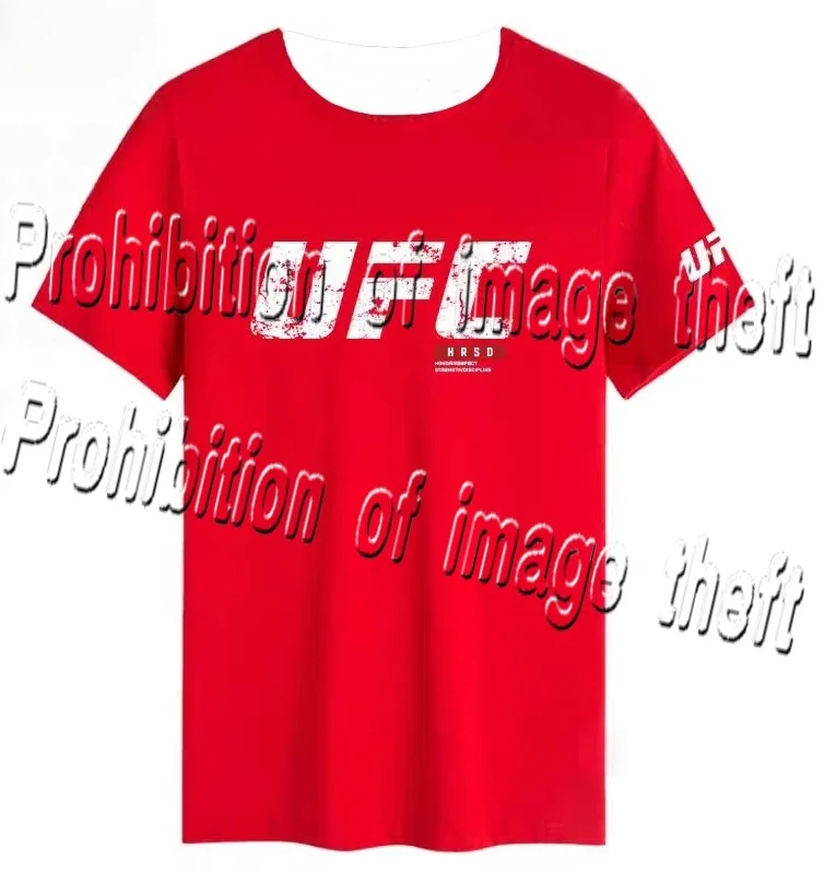 

UFC Red Tone Casual Sports Top Men's and Women's Simple Style 3D Printed Quick Drying Sweat Absorbing Large Size Sports T-shirt