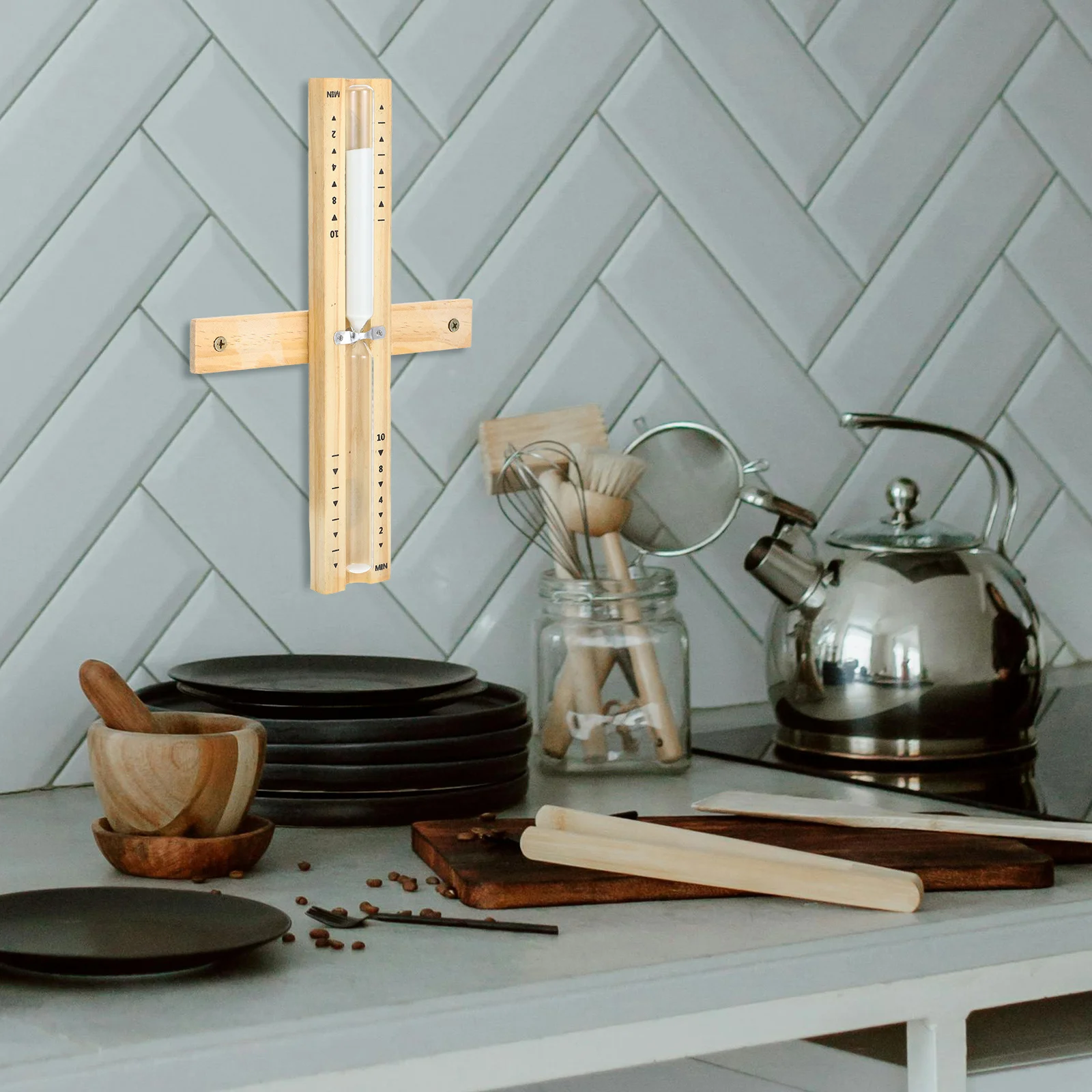 

Wood Hourglass Timer 10 Minute Counting Sand Clock for Sauna Time Reminder Transparent Glass Tube Decor Functional Accessory