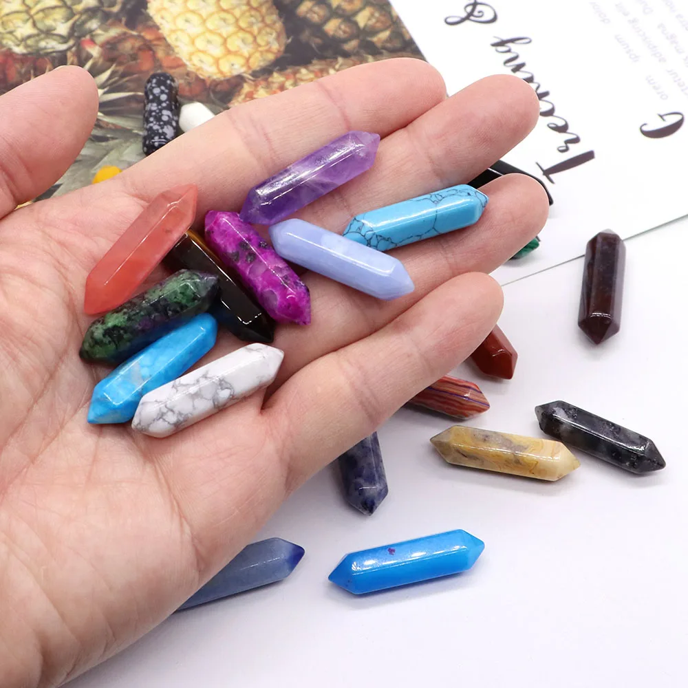 

3PC/ Lot Amethyst Rose Quartz DT Points Wand Hexagonal Crystal Natural Stone Healing Reiki Home Room Decor DIY for Pendant Gift