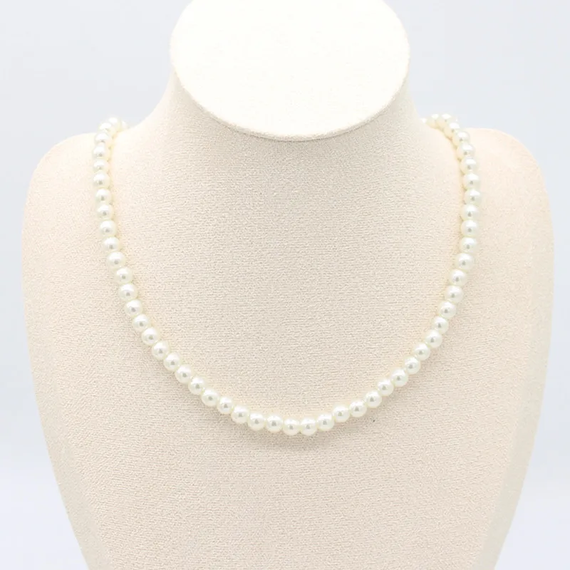 Elegant Round Imitation Pearl Necklace Fashion Women Simple Handmade Strand Bead Clavicle Chain Choker Wedding Jewelry Gift