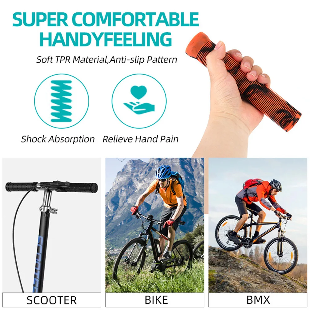 1 Pair Bicycle Handlebar Grips Soft Longneck Bars Bike Rubber Handle Grips for 22.2mm Handlebar Tricycle Wheel Chair Mountain