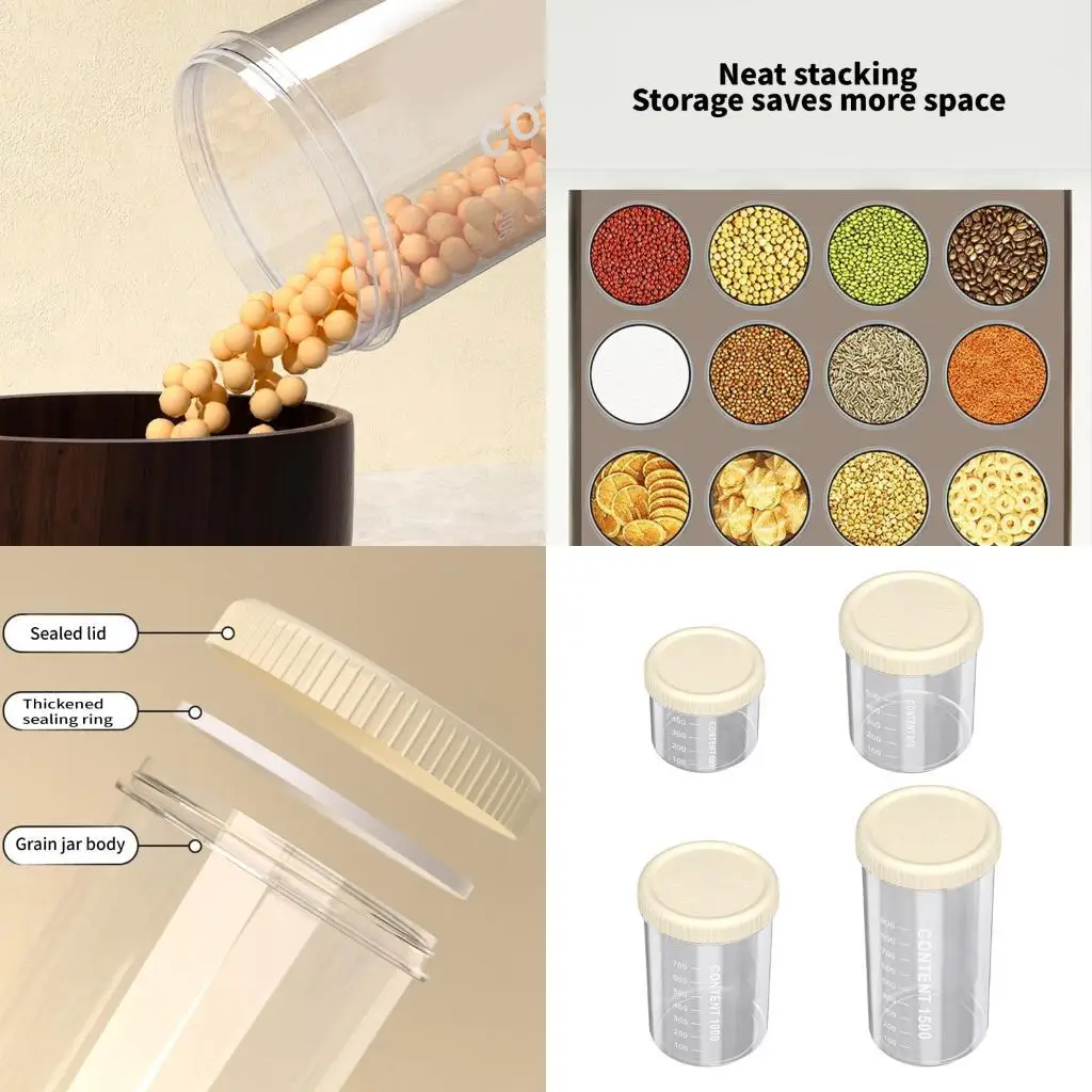 

E8BD Pack of 4 Storage Containers Airtights Lids for Kitchen Organization