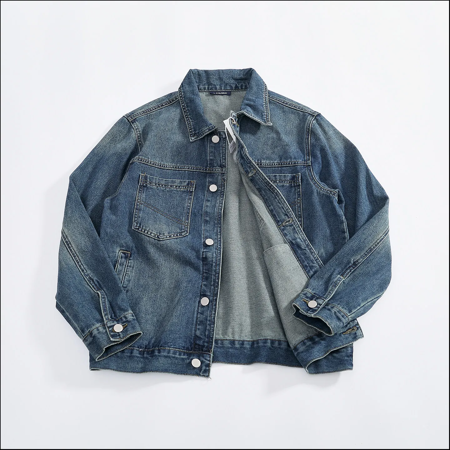 Autumn New American Retro Heavyweight Denim Cargo Jacket Men's Fashion Multiple Pockets 91% Cotton Washed Loose Casual Outerwear