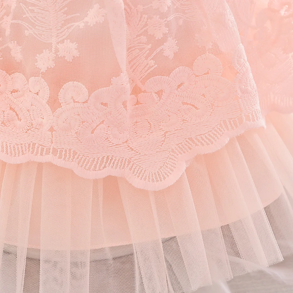 Baby Girl Wedding Princess Dress Kids Party Simple Mid-calf Ball Gown Costumes Cute Fairy Tale Style Mesh Puff Sleeve Clothes