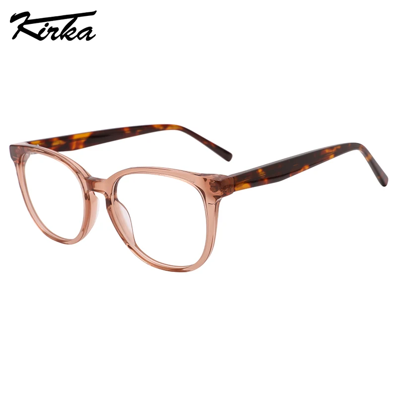 

Kirka Unisex Eyewear Acetate Rectangle Single Transparent Colors Frames Optical Wide Pattern Temples Glasses WD1446