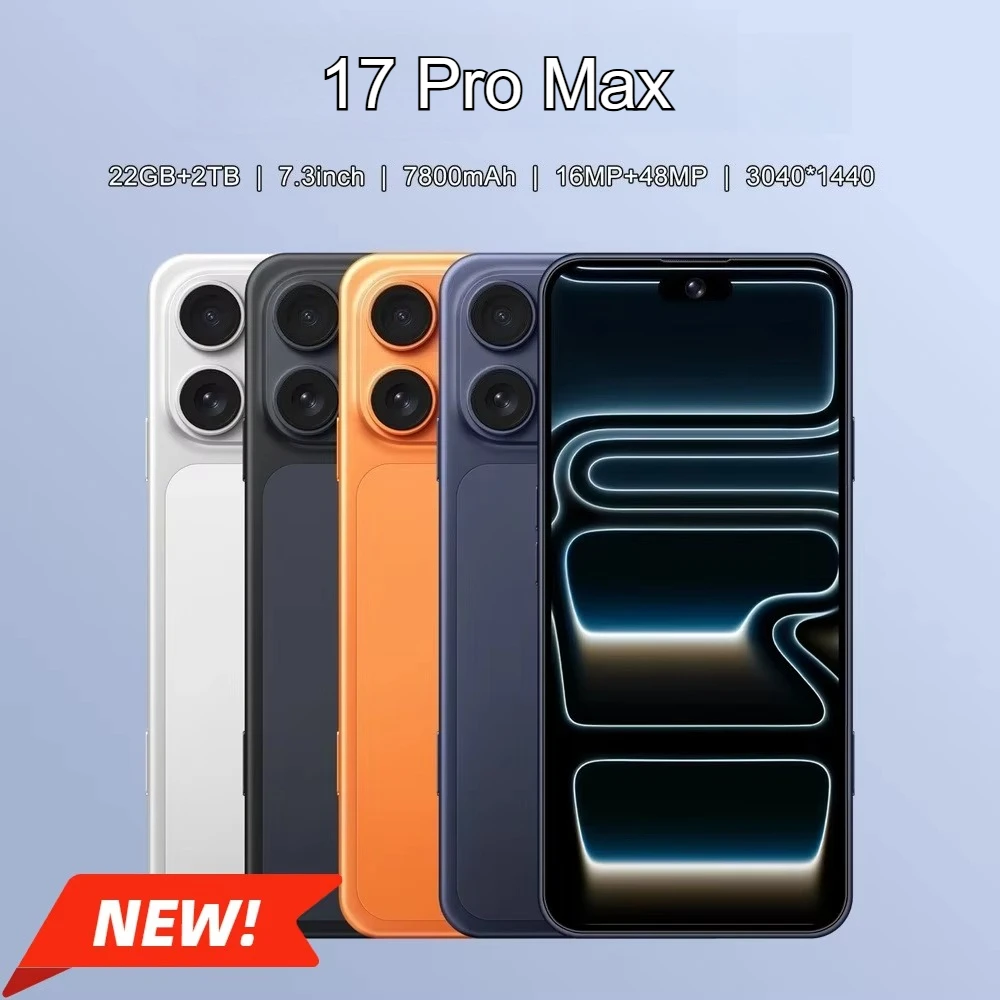 HOT 17 Pro Max Android 15 Mobiltelefone 7,3 Zoll Entsperrtes Original-Smartphone 5G 22GB+2TB Gesichtserkennung 5G Dual-SIM-Handy 7800mAh Mobiltelefone