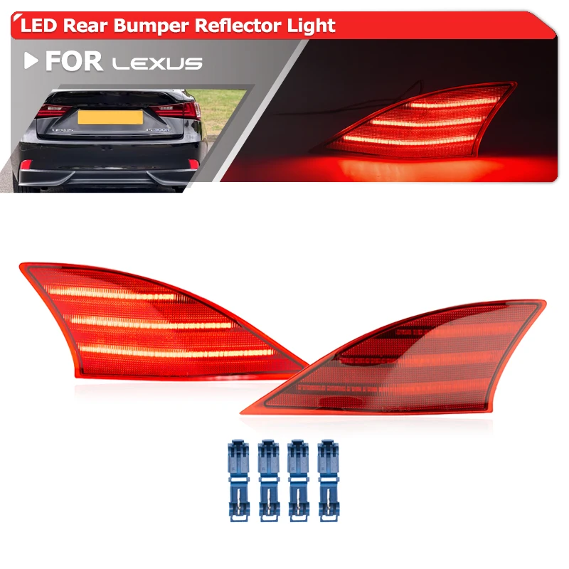 

For Lexus IS300h 2014-2021 IS350 IS300 IS200t IS250 LED Rear Bumper Reflector Lights Car Strip Tail Brake Stop Lamp