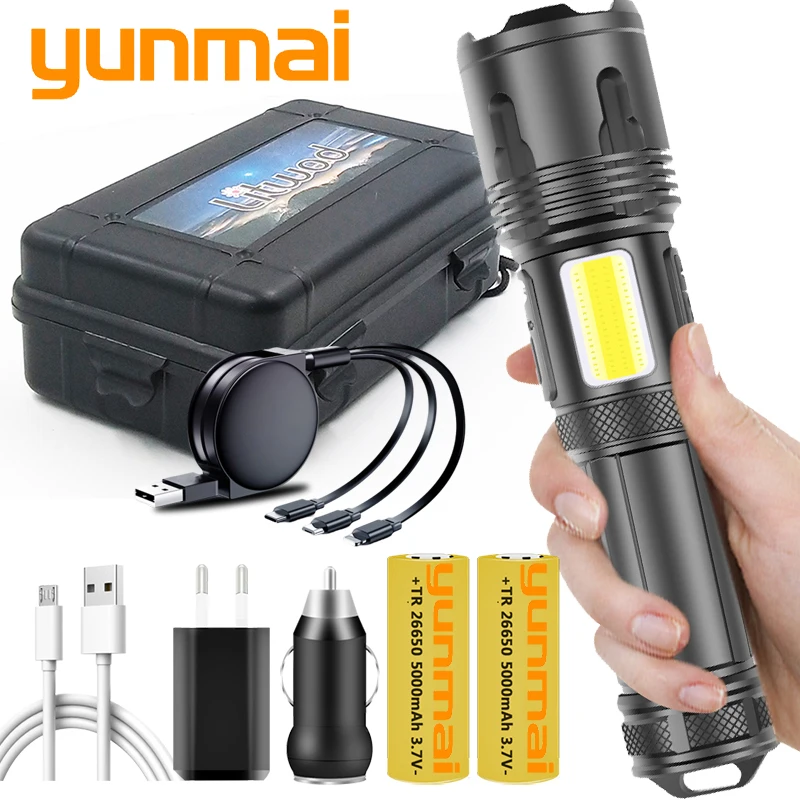 XHP100 COB 9-core Led Flashlight Powerbank Function Torch Usb Rechargeable 18650 26650 Battery Zoomable XHP70.2 Aluminum Lantern