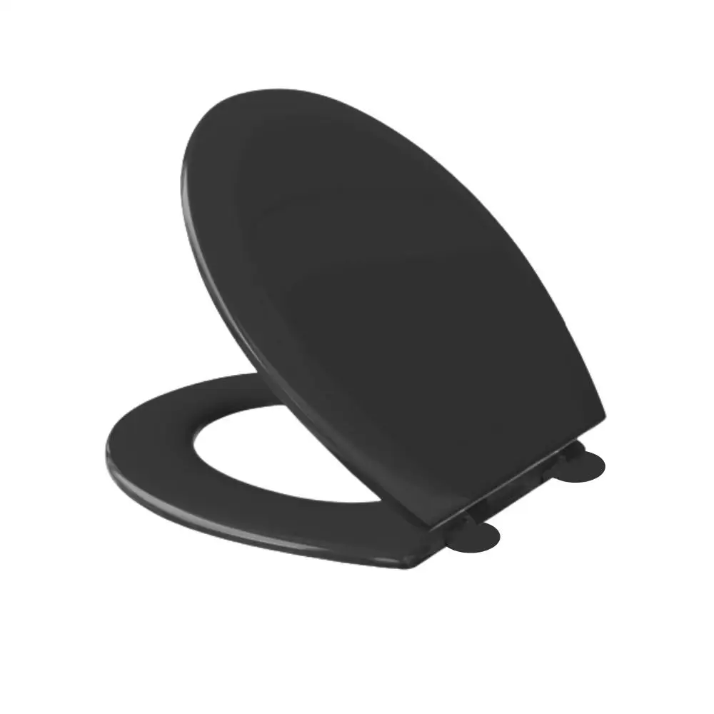 

Black Soft-Close Toilet Seat Elegant Design Easy Clean Antimicrobial Elongated Bowl