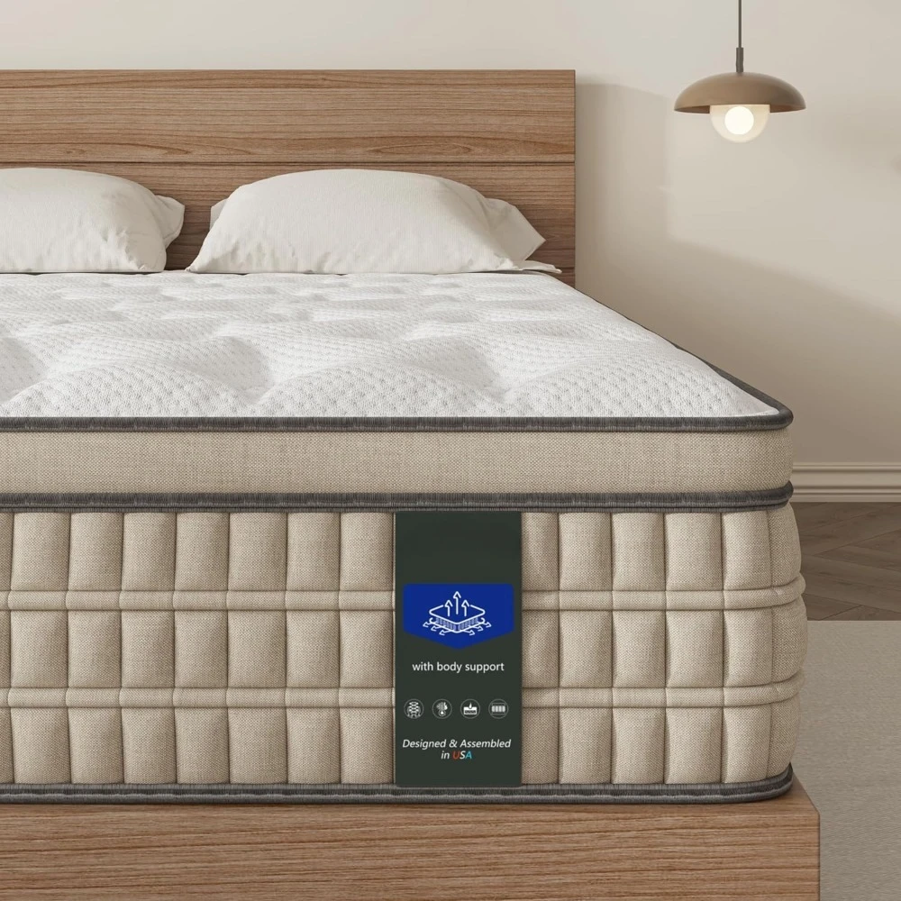 Mattress 14 inch - Hotel-Collection Hybrid Mattress for Extra Lumbar Support - Pain Relieving Deep Sleep Plush Mattress