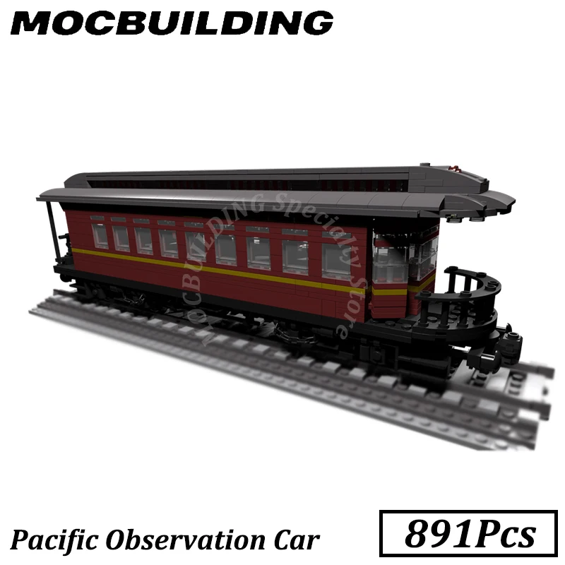 Pacific Observation Passenger Dinning Car Model Train Accessories  City Vehicle MOC Building Blocks Bricks Display Gift