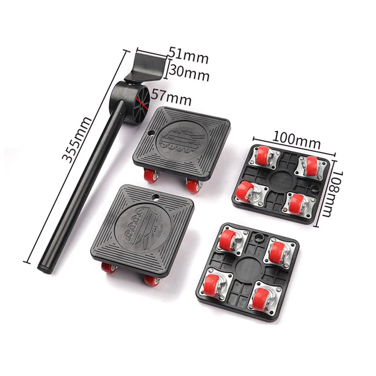 أداة نقل أجهزة الأثاث المنزلي مع 360 درجة °   عجلات لثلاجة الأريكة وسجادة السرير سهلة الاستخدام ورافعة النقل