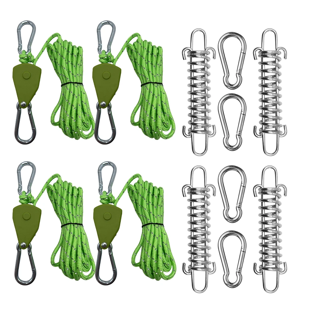 12 stks/set Tent Wind Touw Lente Gesp 4mm 4m Camping Reflecterende Tent Vastbinden Touw Spanner Bevestiging wind Touw Vaste Haak